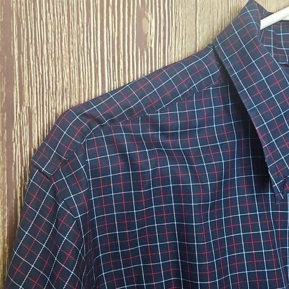 Mens Nautica Plaid Button Down Shirt Non Iron Sz Large Blue Red - Picture 5 of 6
